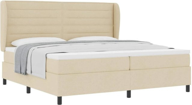 vidaXL Boxspringbett mit Matratze in Beige, Stoff, B/T/H: 200 x 200 x 128 cm - Bild 1