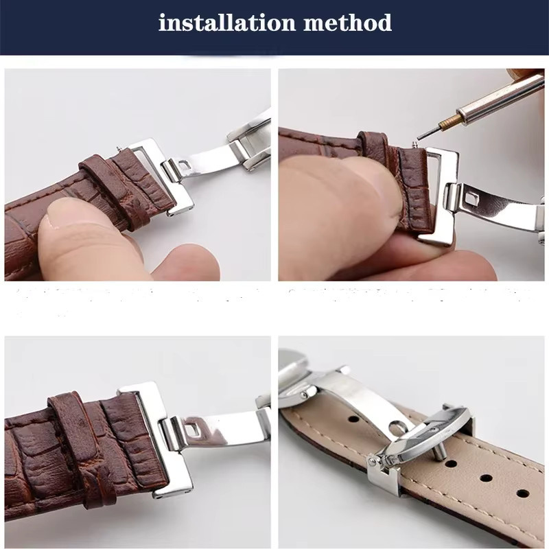 CAOWTAN Uhrenarmband-Zubehör Schmetterling Schnalle, Edelstahl, Silber, Unisex - Bild 2