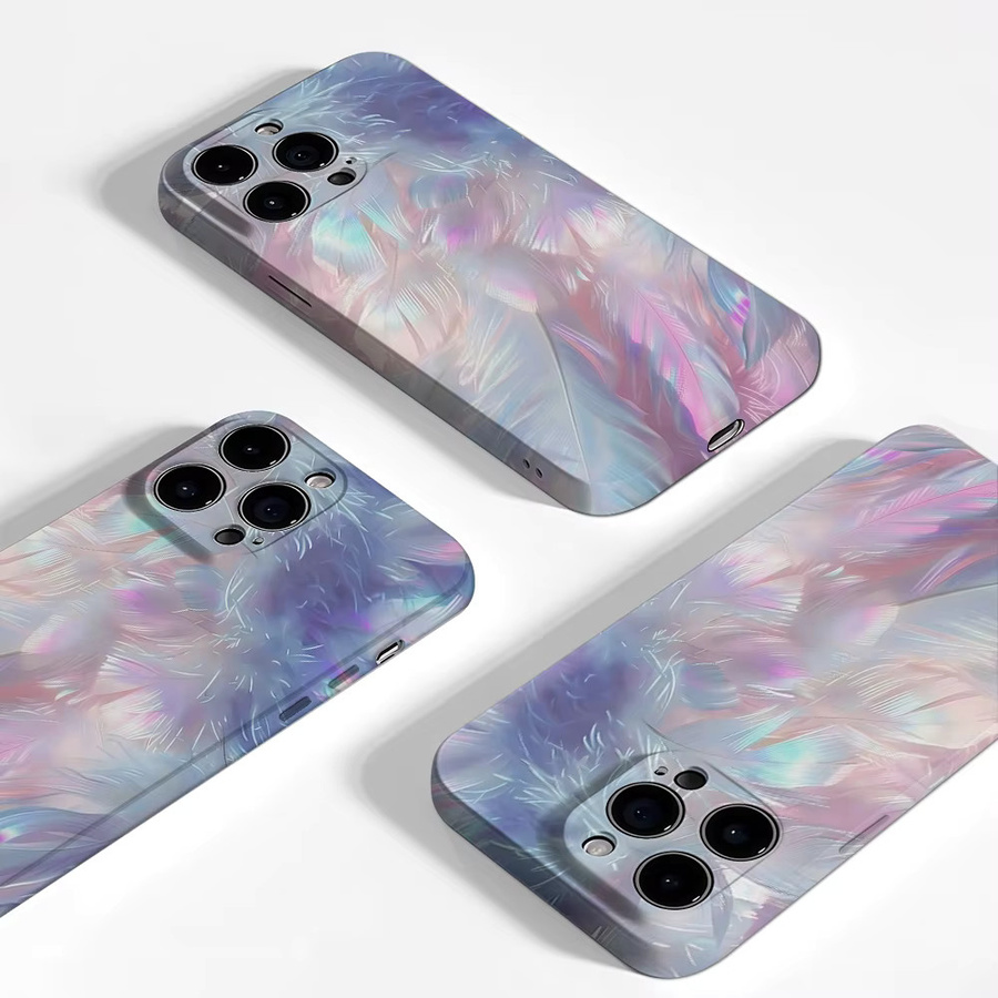 Schillernde Federn Handyhülle für Apple iPhone 17 16 15 14 13 12 11 Pro Max Plus mit doppelschichtiger Rückseite in Multicolour - Bild 3
