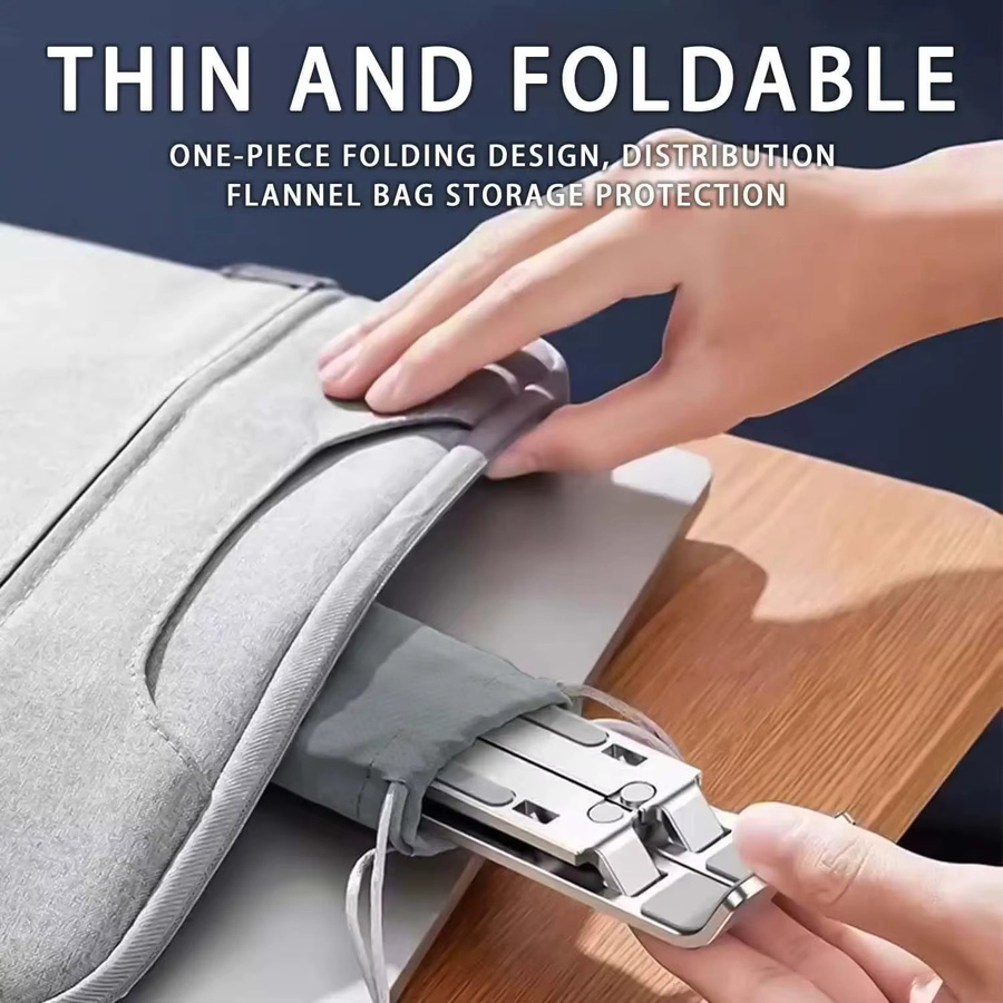 Faltbarer Laptop-Ständer aus Aluminiumlegierung von BRYNTHORX als stabile Kühlbasis für Macbook, Notebook und Computer in Schwarz oder Silber - Bild 3