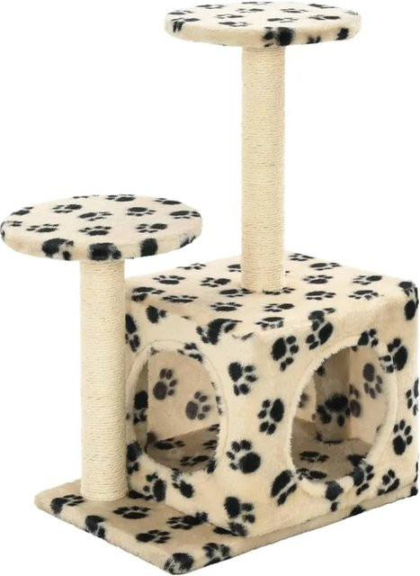 vidaXL Katzen-Kratzbaum mit Sisal und Pfoten-Muster in Beige, Höhe: 60 cm - Bild 1