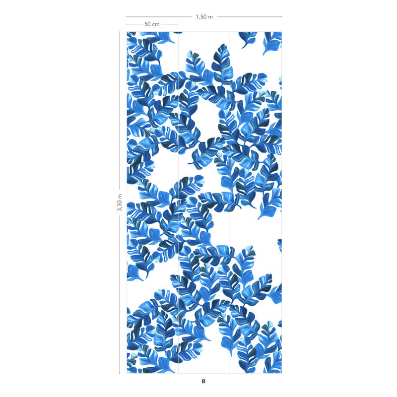 Isidore Leroy Tapete Pacifico Bleu in Blau mit floralem Naturmotiv aus Vlies, Breite: 330 cm, Höhe: 250 cm - Bild 2