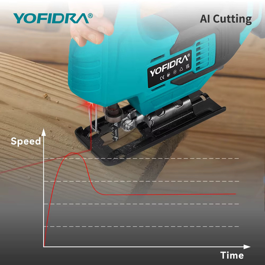 YOFIDRA Bürstenlose elektrische Stichsäge mit 3800 RPM, Infrarot-Laser und 12 Sägeblättern, kabellose Kurvensäge für Makita 21V Akku - Bild 4