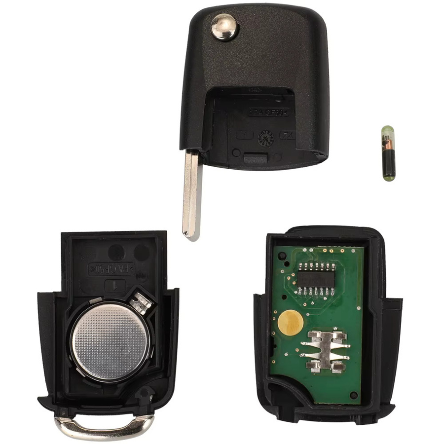 Jingyuqin Remote Key mit 3 Tasten und 315 MHz ID48 Chip für Volkswagen VW Bora Golf Sharan Passat Leon Toledo in Schwarz und Weiß mit HU66 Klinge 1J 0959753 DJ - Bild 4