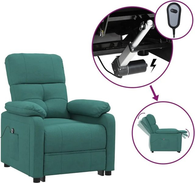 vidaXL Elektrischer Relaxsessel in Dunkelgrün mit Stoffbezug und Armlehnen - Bild 1