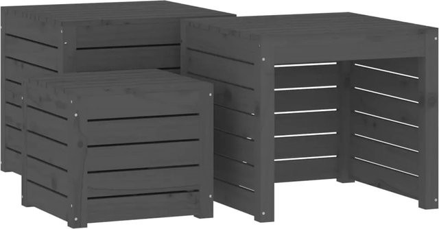 vidaXL 3-tlg. Gartenbox-Set aus Kiefer Massivholz in Grau für Garten und Terrasse - Bild 1