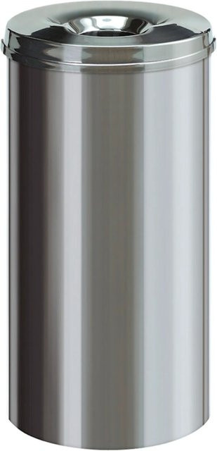 PROREGAL Selbstlöschender Papierkorb und Abfallsammler aus Edelstahl in Silber, Höhe: 63,0 cm, Durchmesser: 33,5 cm - Bild 1