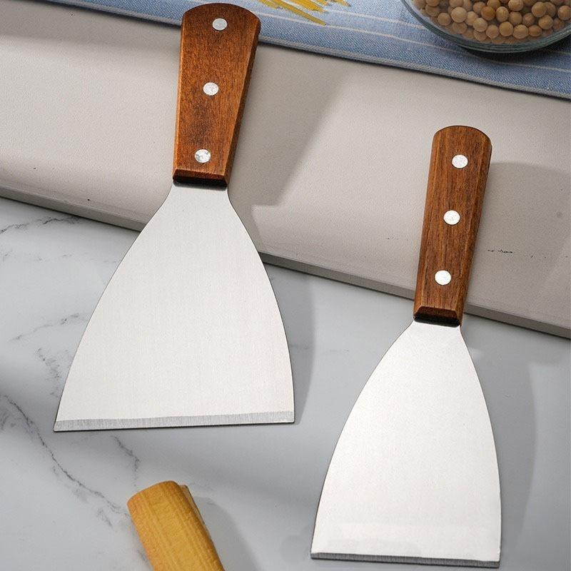 IFANYUO Schrägspatel aus Edelstahl mit Holzgriff in Silber für Steak, Burger, Pfannkuchen und Pizza - Bild 4