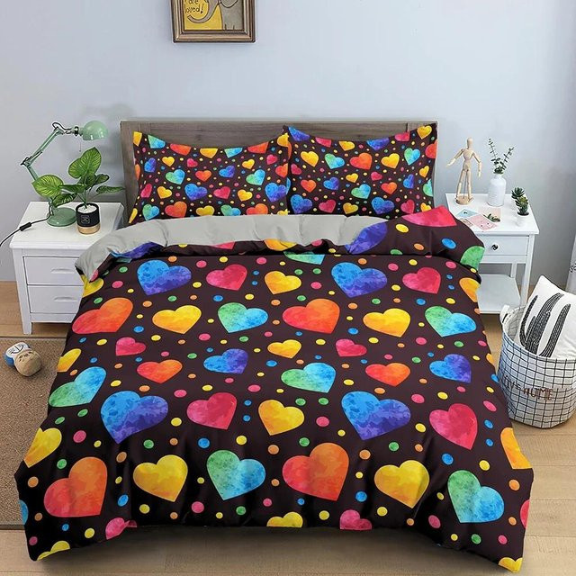 Bettwäscheset Lodestar mit Bettdeckenbezug und Kissenbezug, bunt gestreiftes geometrisches Design, Microfaser, B/H: 135 x 200 cm - Bild 1