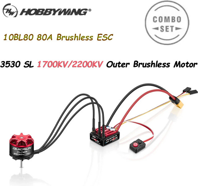 HobbyWing QUICRUN WP 10BL80 80A bürstenloser ESC und 3530SL Motor-Kombosatz, 1:10, Metall - Bild 1