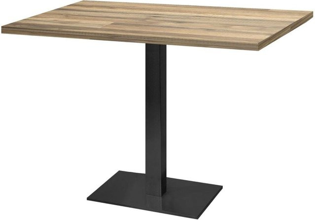 RestooTab Tisch Milan rechteckig in Eiche und Vintage Braun aus laminierter Spanplatte und Stahl, B: 70 cm, T: 120 cm, H: 75 cm - Bild 1