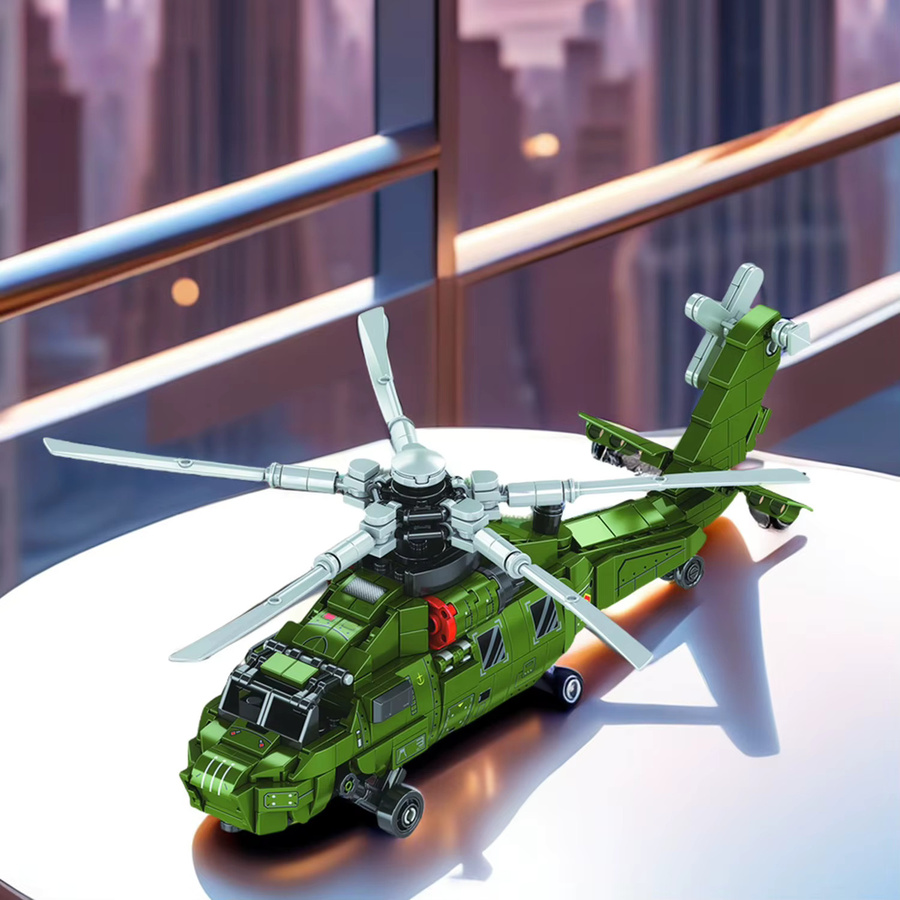 TYCOLE Hubschrauber Bausteine Set in Grün mit 478 Teilen aus Kunststoff zum Montieren - Bild 2