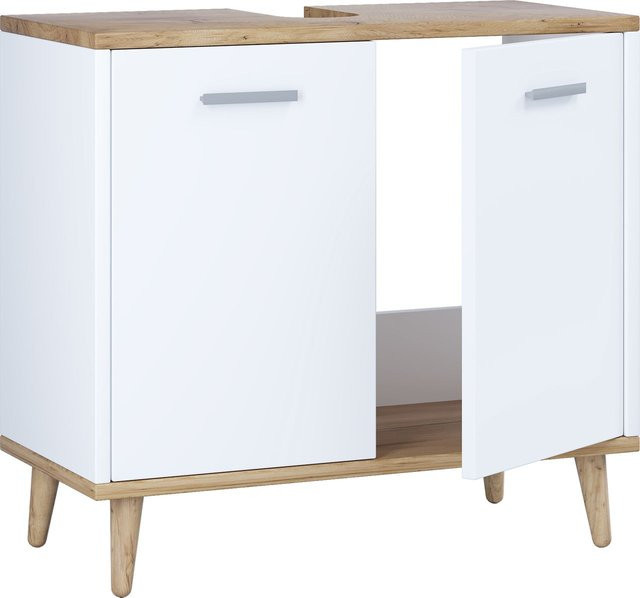 VCM Waschbeckenunterschrank Landos Badschrank mit zwei Drehtüren, Beige/Eiche, B/T/H: 60 x 28 x 56 cm - Bild 1