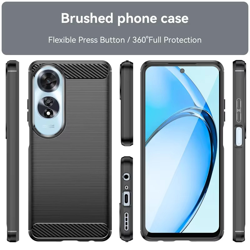 Stoßfeste Silikon Handyhülle aus weichem TPU mit Kohlefaser-Design für Oppo A60 A79 A98 A78 A58 A38 A18 A17 A77 A54 A57 A1 2 Pro 4G 5G in Schwarz - Bild 3