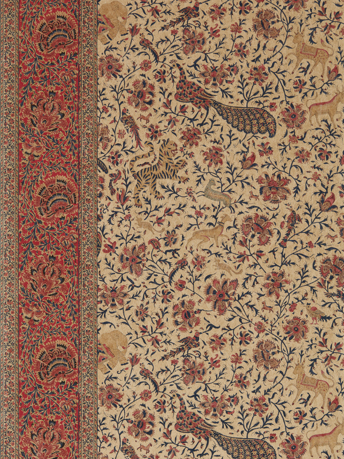 Zoffany Tapete Mughal Menagerie in Indigo und Madder mit Tiermotiv in Blau, Gold und Multicolour - Bild 1