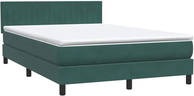 vidaXL Boxspringbett mit Matratze in Dunkelgrün und Weiß, Hybrid-Design aus Samt mit Taschenfederkern, B/T/H: 160 x 220 x 78 cm - Bild 1