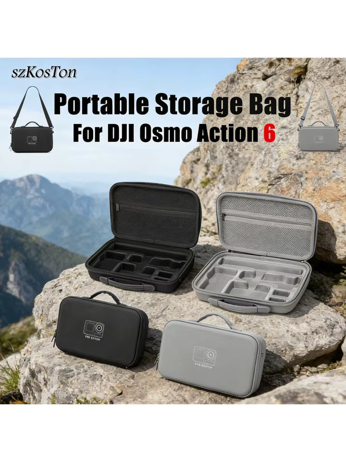 DJI Osmo Action 6 Tragbare Reisetasche und PU-Hartschalenetui in Grau zum Schutz deines Zubehörs - Bild 7
