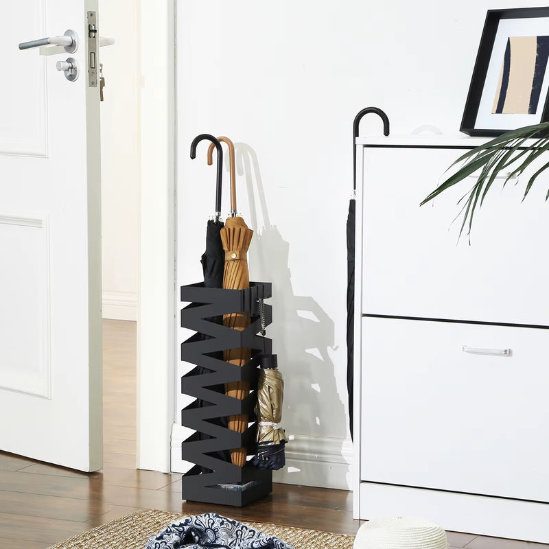 Schirmständer SONGMICS mit Wasserauffangschale und Haken, Schwarz, Höhe: 49 cm - Bild 6