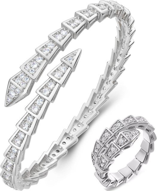 Armband Schlangendesign, Zirkonia, Weiß, Damen - Bild 1
