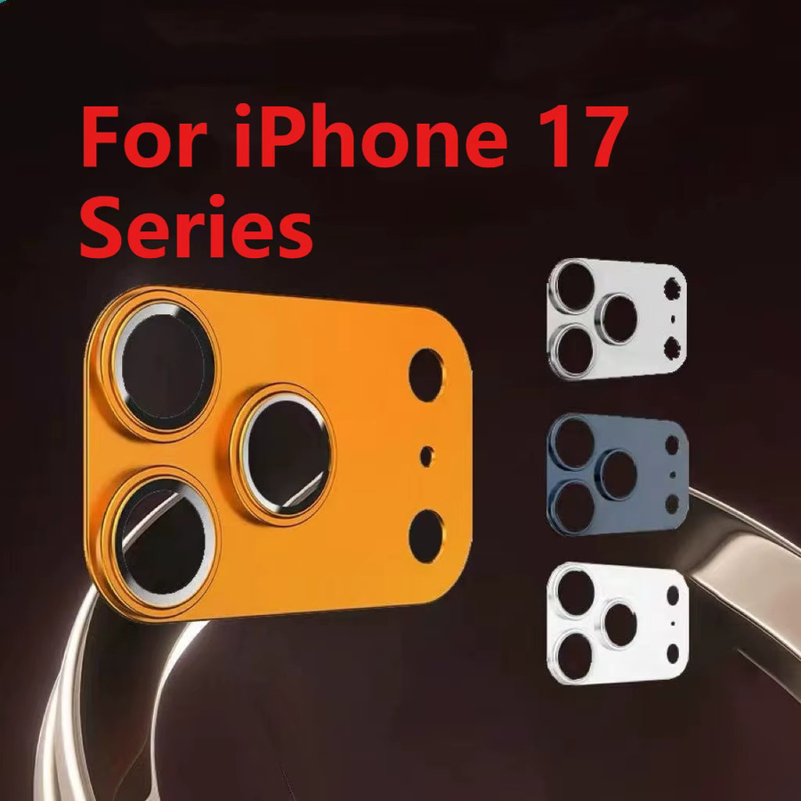 3D Metall-Ring Kameraschutz aus Glas für iPhone 17 16 15 14 13 Pro Max Plus in Orange - Bild 1