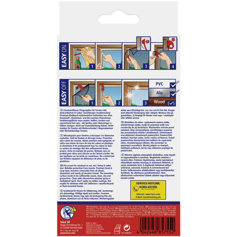 tesa Insect Stop Premium Klett-Fliegengitter aus Polyester, Breite: 150 cm, Höhe: 130 cm, anthrazit - Bild 4