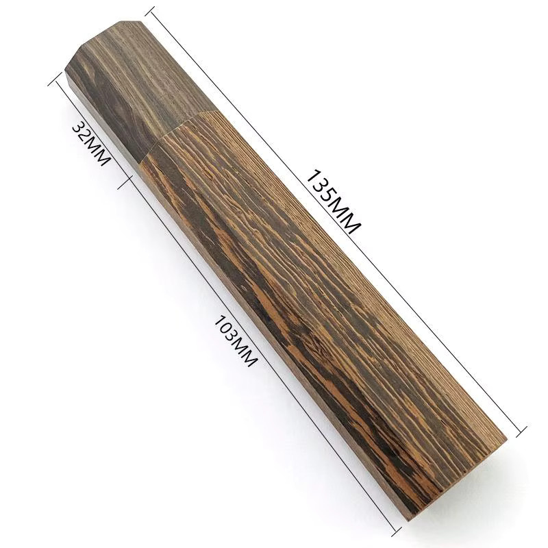 Achteckiger Messergriff aus Wenge- und Ebenholz in Braun für DIY Damastmesser-Griffe - Bild 3