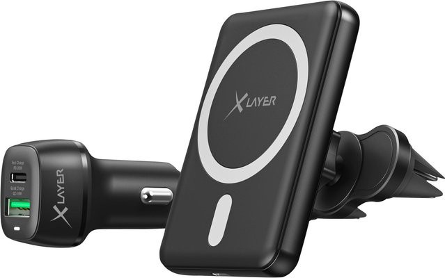 MagFix Pro Wireless KFZ Starter Set magnetische 15W Ladestation in Schwarz mit USB-C - Bild 1