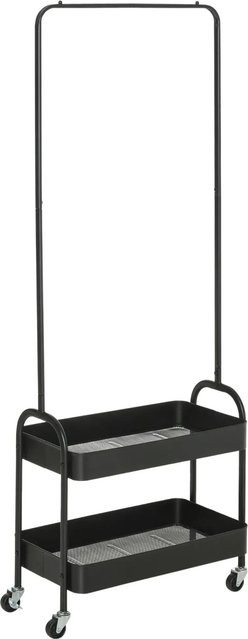 HOMCOM Kleiderständer aus Stahl und Kunststoff in Schwarz, B/T/H: 31,5 x 56,5 x 152,5 cm - Bild 1