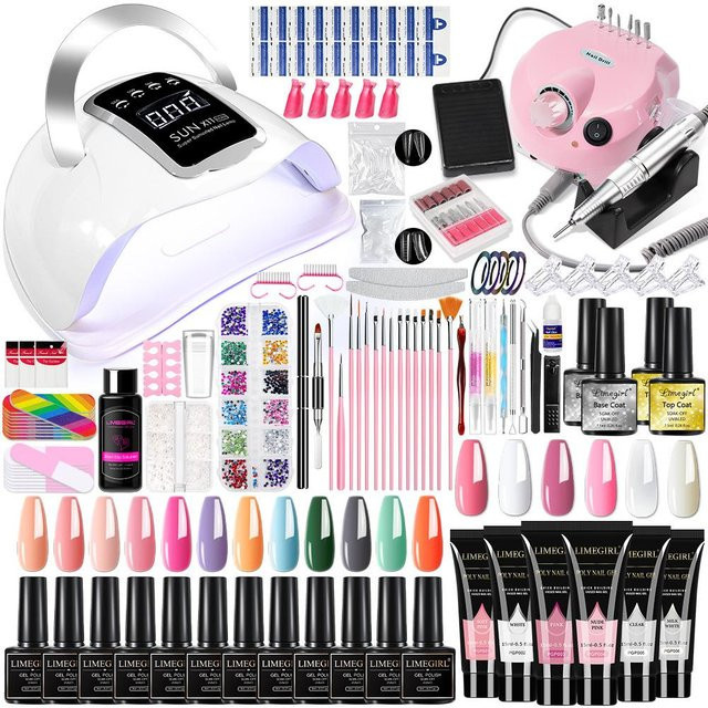 Nagelwerkzeug-Set mit Gellack, Aufbau- & Verlängerungsgel, Lampe, Buffer und Versiegelungsgel - Bild 1