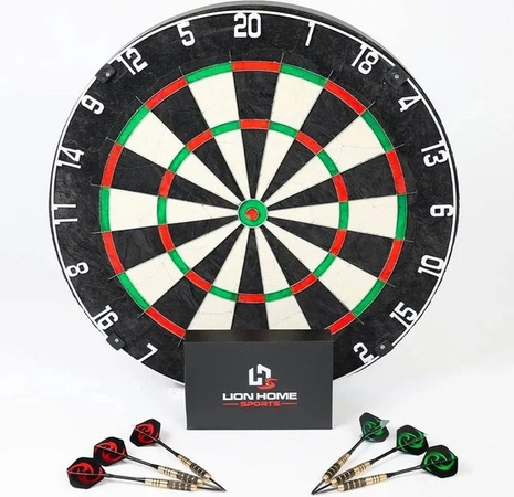 Lion Home Dartscheibe Set aus Sisal mit 6 Pfeilen & Anspitzer