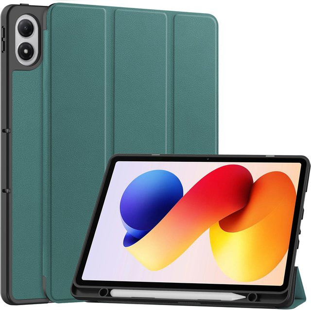 Xiaomi Redmi Pad 2 Pro 12,1 Zoll Tablet-Hülle aus PU-Leder mit Stifthalter und Standfunktion in Grau und Grün - Bild 1