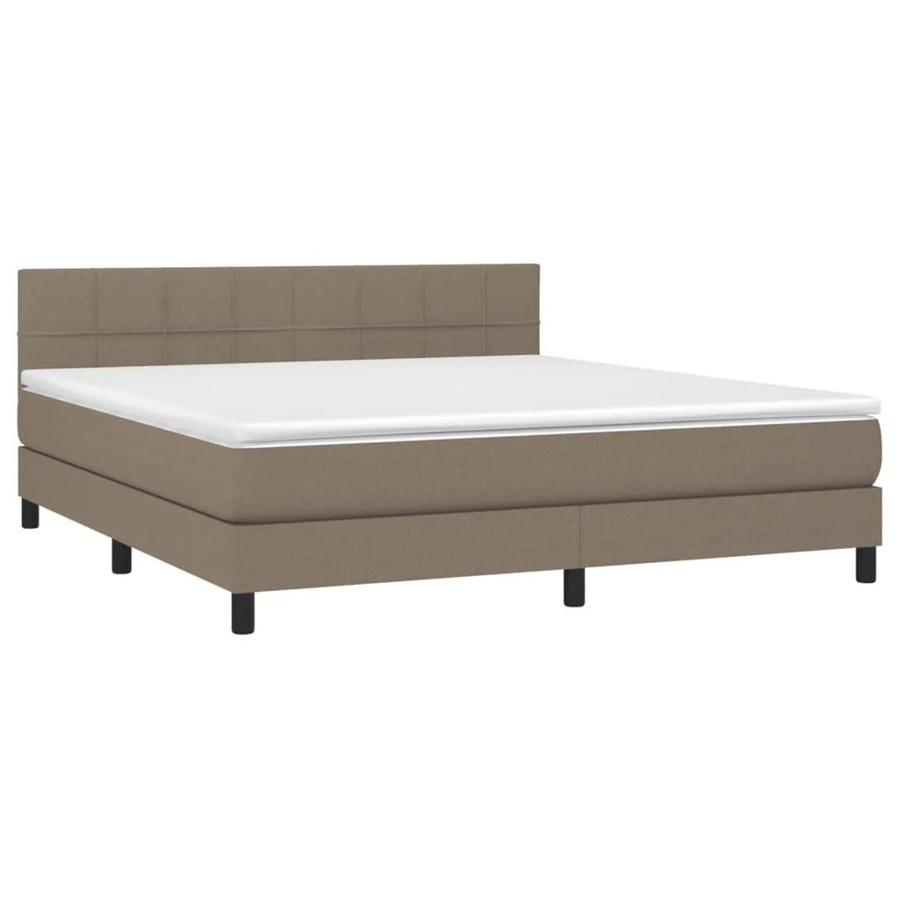 vidaXL Boxspringbett mit Matratze in Taupe, Hybrid-Design mit LED-Unterbettbeleuchtung und USB-Anschluss, B/T: 180 x 200 cm - Bild 2