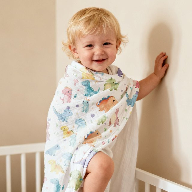 Happyflute Baby-Wickeldecke aus 6-lagigem Baumwoll-Musselin, B/B: 110 x 110 cm - Bild 1