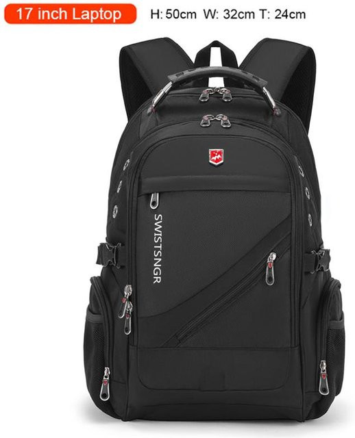 Wasserdichter Weft Laptop Rucksack für Damen und Herren in Schwarz, 17 Zoll Reiserucksack für Schule und Freizeit - Bild 1