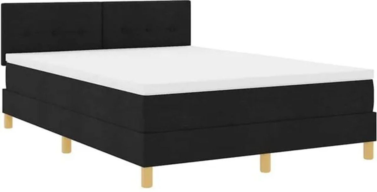 vidaXL Boxspringbett mit Matratze in Schwarz, modernes Design aus Stoff und Holzwerkstoff, B/T/H: 160 x 200 cm - Bild 1