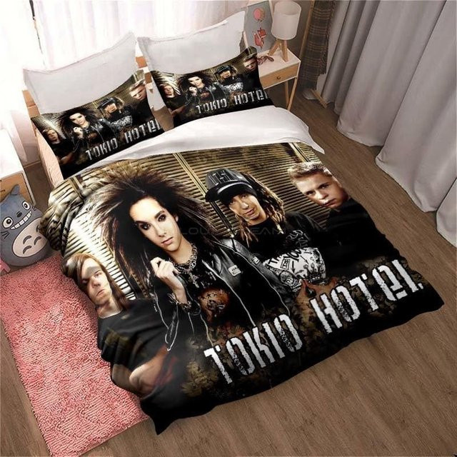 Tokio Hotel Bettwäsche-Set mit 3D-Druck in Multicolor, King Size Bettwäsche bestehend aus Bettbezug und Kissenbezug, B: 140 cm, L: 210 cm - Bild 1