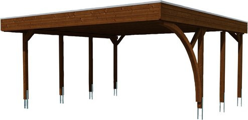 Skan Holz Carport Friesland Set 7 aus Nadelholz in Nussbaum Braun, B/T: 557 x 555 cm, Höhe: 254 cm - Bild 2
