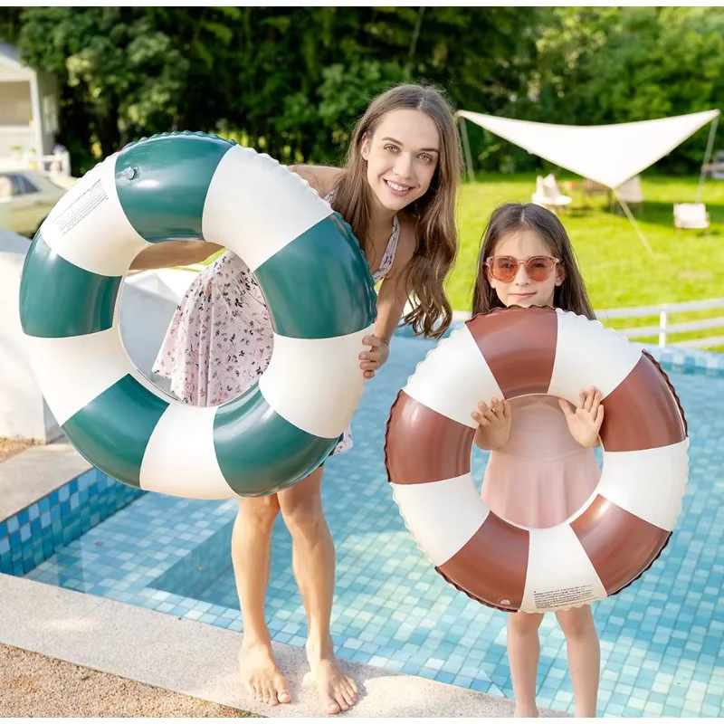 TONGHUANIU Gestreifter Retro-Schwimmring aus PVC für Pool und Strand - Bild 2