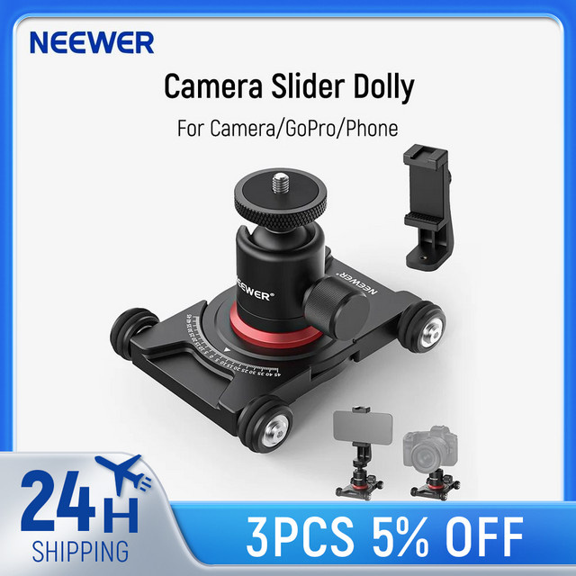 Neewer Kamera Slider Dolly mit Kugelkopf und Telefonklemme in Schwarz für Tischplatten mit 360 Grad Panoramafunktion - Bild 1