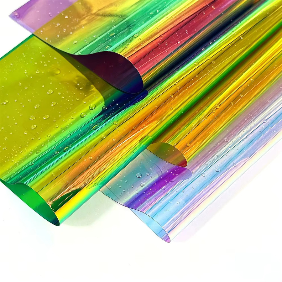 2er-Pack Holographische Irisierende PVC-Folie in Transparent Multicolour, Wasserdichter Stoff für DIY Handwerk und Nähen, B: 20 cm, H: 30 cm, Dicke: 0,3 mm - Bild 5