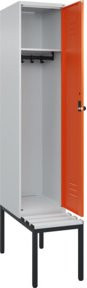 C+P Spind Classic PLUS Garderobenschrank mit Sitzbank, 1 Abteil, Lichtgrau, B/T/H: 212,0 x 40,0 x 81,5 cm - Bild 1