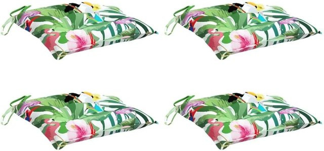 vidaXL Sitzkissen 4er-Set Mehrfarbig aus Polyester, wasserabweisend und UV-beständig, B/T/H: 40 x 40 x 7 cm - Bild 1