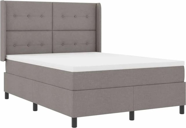 vidaXL LED Boxspringbett mit Matratze Taupe, B/T: 140 x 190 cm, Stoff mit Unterbettbeleuchtung und Taschenfederkern - Bild 1