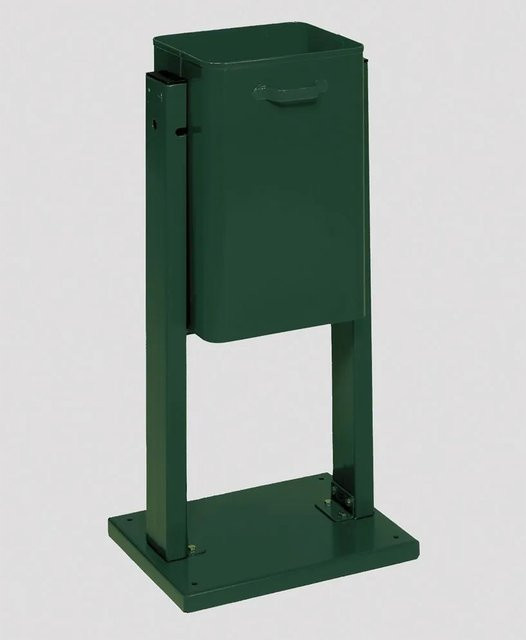 PROREGAL Eckiger Abfallsammler für den Außenbereich mit Bodenplatte, Grün, H x B x T: 89 x 43 x 31,5 cm - Bild 1