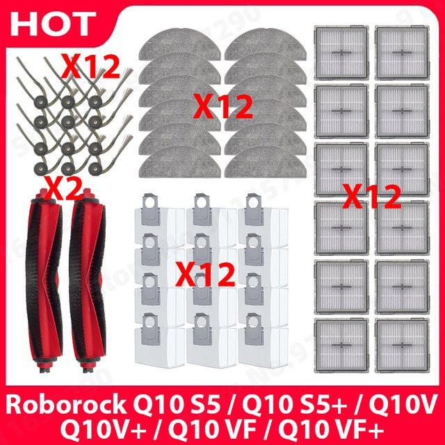 Roborock Zubehör-Set mit Hauptbürste, HEPA-Filter und Staubbeuteln für Q10 S5, Q10 S5+, Q10V, Q10V+, Q10 VF und Q10 VF+ in Multicolour - Bild 1