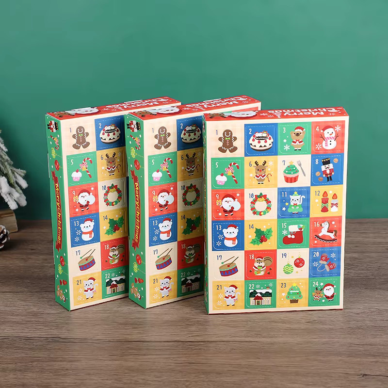 2-teiliges ZQNYCY Adventskalender-Boxen-Set aus Papier mit weihnachtlichen Motiven in Mehrfarbig - Bild 3