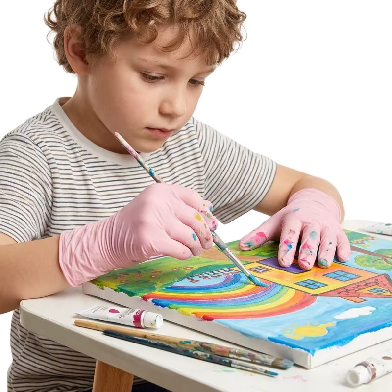 INMAICH Einweg-Handschuhe für Kinder von 4-12 Jahren, latexfrei und puderfrei, Farbe: pink - Bild 3