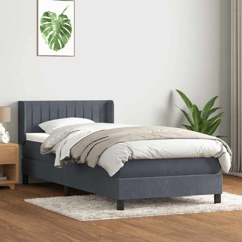 vidaxl Boxspringbett mit Matratze aus Samt in Dunkelgrau B/L: 80 x 210 cm - Bild 1