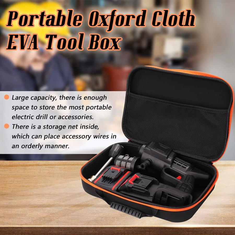 Tragbarer meterk Werkzeugkasten aus wasserdichtem Oxford-Stoff und EVA, stoßfeste Werkzeugtasche in Schwarz für Bohrmaschinen und Hardware - Bild 4