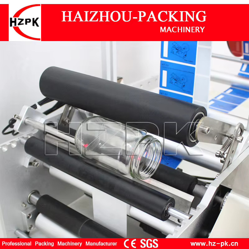 HZPK Doppelseitige runde Flaschenetikettiermaschine MT-120 für Papieraufkleber und Weinglasflaschen - Bild 2